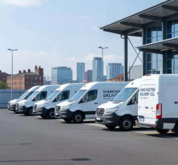 Logistics fleet unloading goods at a UK distribution facility