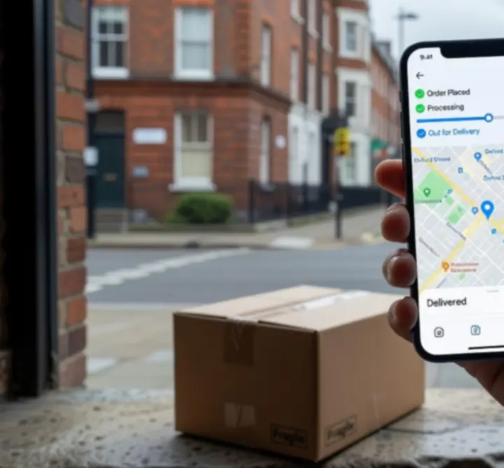 Smartphone screen showing order tracking and delivery status