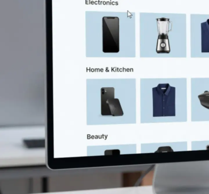 Product categories interface showing organised navigation options